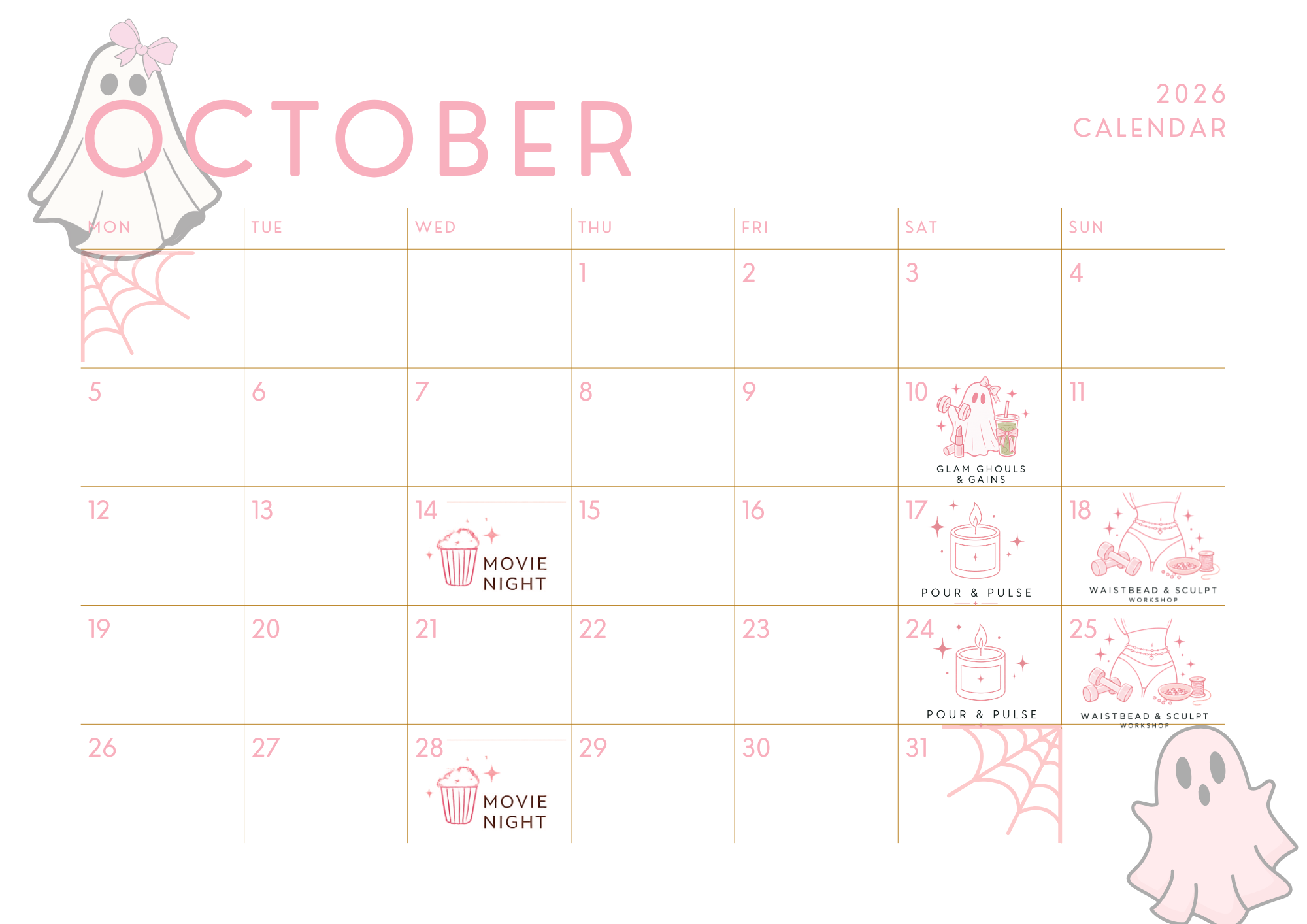 Highly Active Studio monthly events and workshop calendar