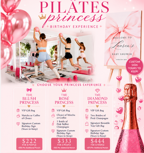 Private Pilates Princess celebration at Highly Active Studio